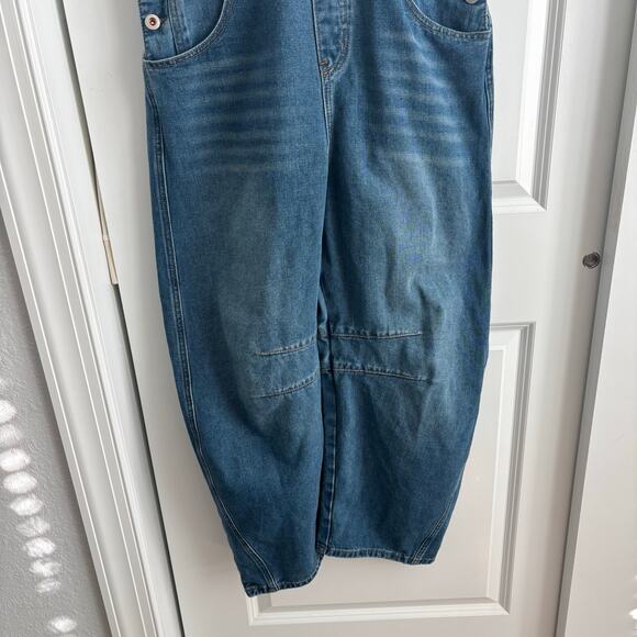 Barrel Leg Denim Overalls Sz XL Horseshoe Jean Jumpsuit Blue - Picture 14 of 15